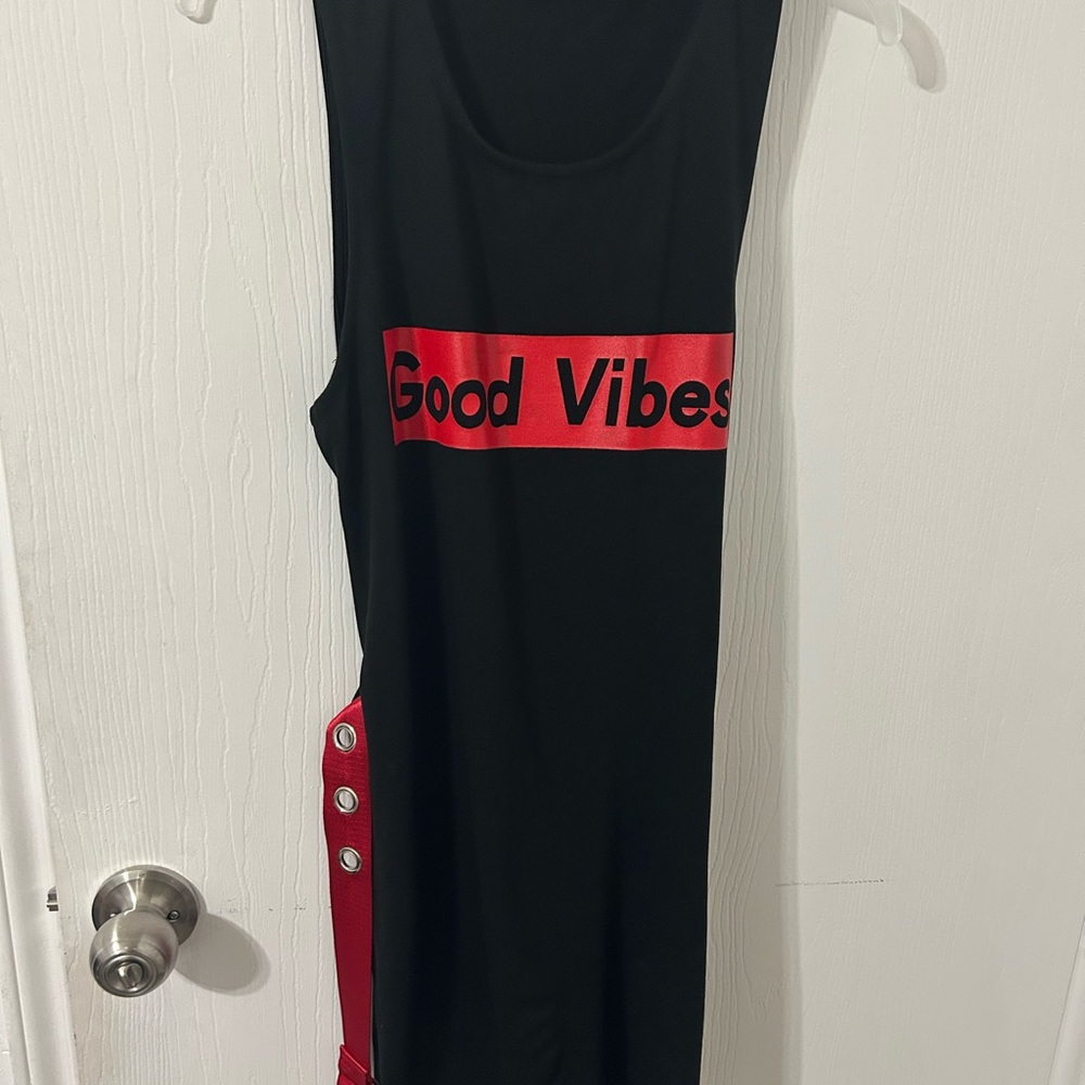 Black and Red 'Good Vibes' Dress